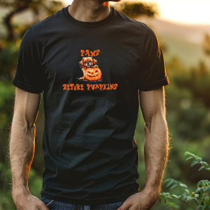 T-shirt Joli spaniel tibétain halloween orange ironique