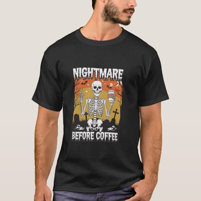 T-shirt Joli squelette Nightmare avant café Funny Hallow (Devant)