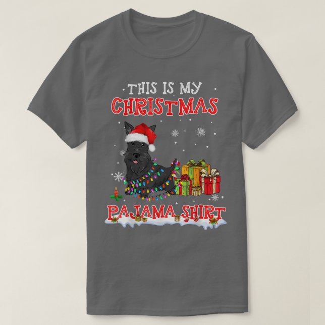 T-shirt Joli Terrier écossais en pyjama de Noël de neige (Design devant)