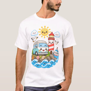 T-shirt Joli van aménagé phare côte maritime