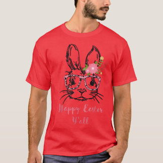 T-shirt Joli Visage Lapin Avec Lunettes Empreinte de léopa