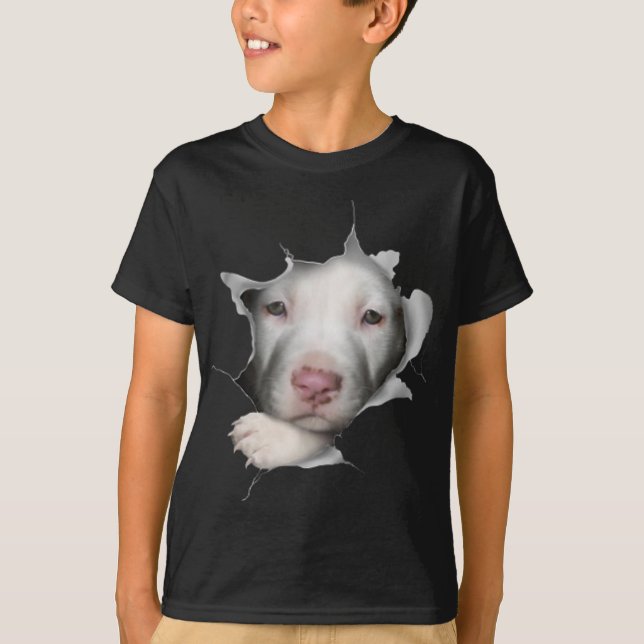 T-shirt Joli Visage Pitbulle Blanc À L'Intérieur De Moi (Devant)