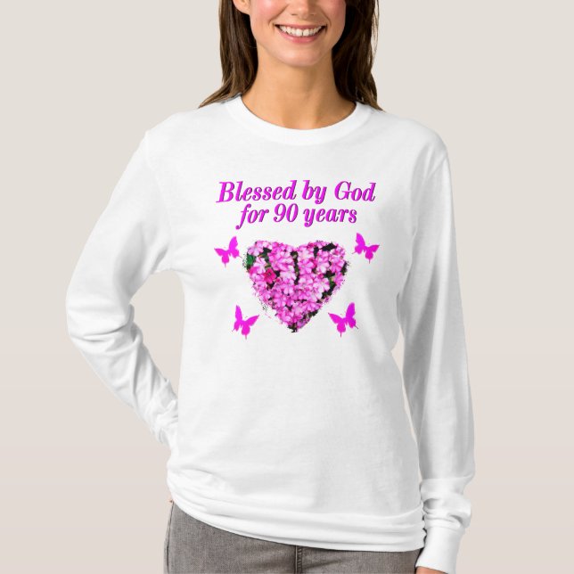 T-SHIRT JOLIE 90E ANNIVERSAIRE FLORAL (Devant)