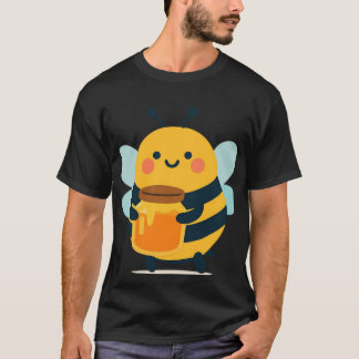 T-shirt Jolie abeille tenant un pot de miel