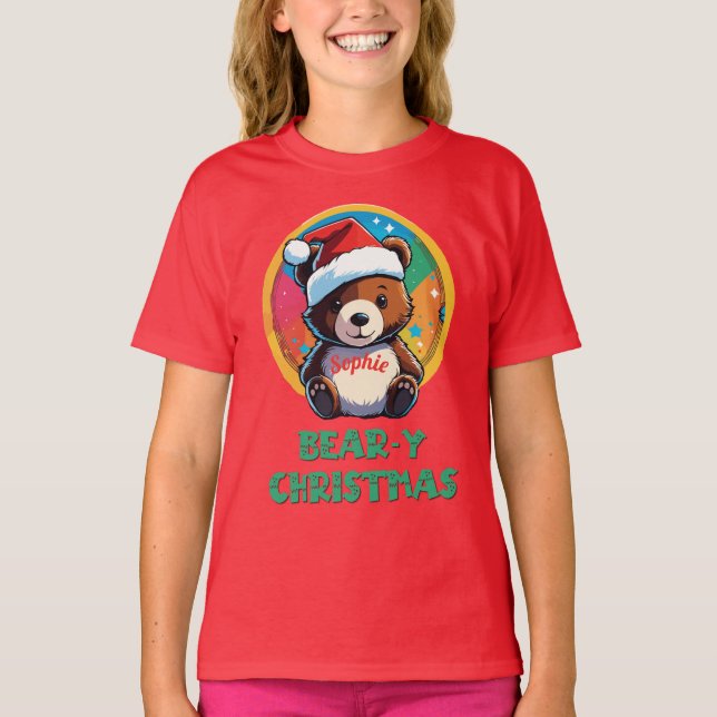 T-shirt Jolie adorable Kawaii Chibi Ours de Noël (Devant)