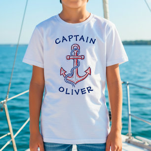 T-shirt Jolie ancre rouge et bleue dessinée à la main