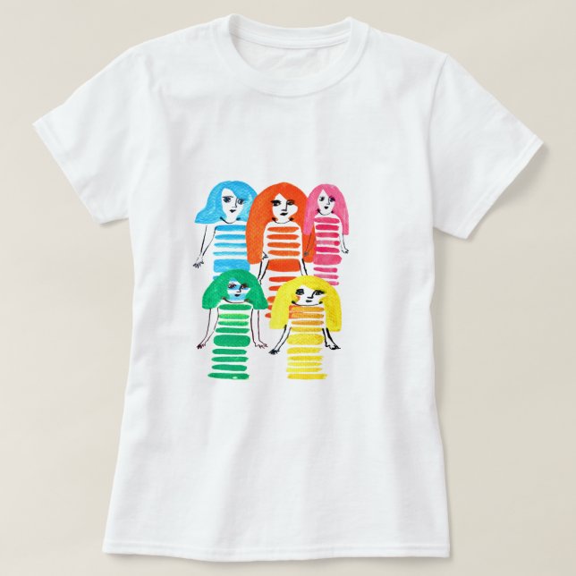 T-shirt Jolie aquarelle filles art moderne funky (Design devant)