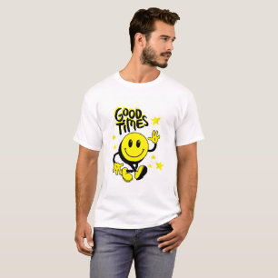 T-shirt Jolie Art de Dessin Animé aux Vibes Jaunes Heureux