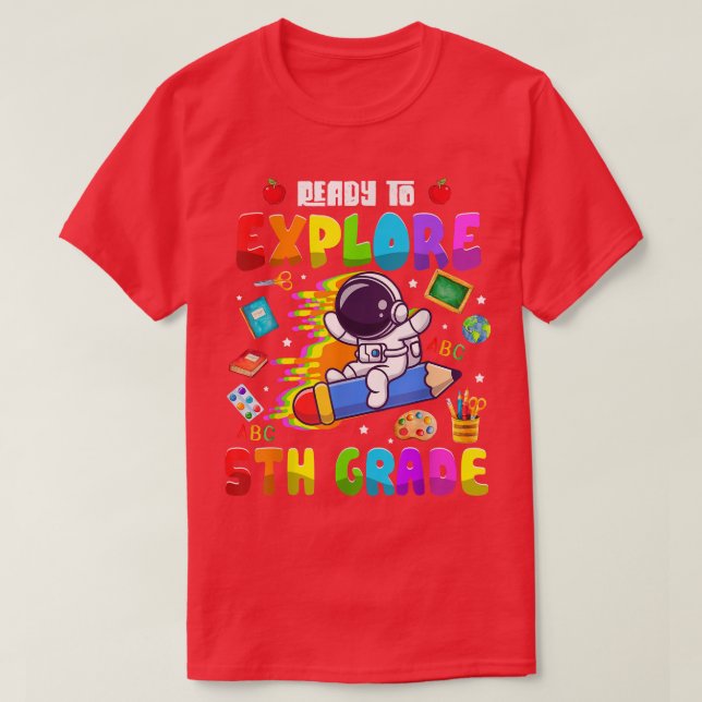 T-shirt Jolie astronaute garçons filles prêtes à explorer  (Design devant)