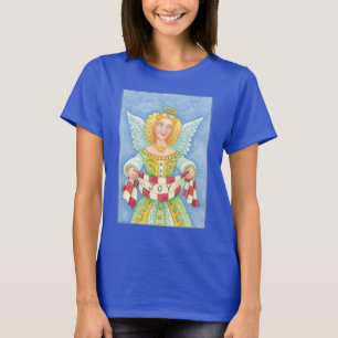 T-shirt Jolie bannière de Noël de dessin animé ange avec u