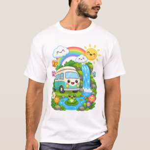 T-shirt Jolie caravane cascade arc-en-ciel grenouille