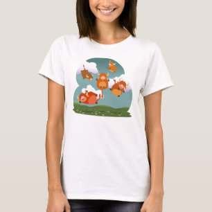 T-shirt Jolie caricature Floating Highland Vaches Femme T-