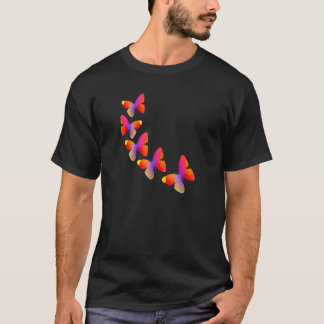 T-shirt Jolie Chaîne De Papillons Purple Rose Orange Be