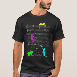 T-shirt Jolie Chat Chaton Notes De Musique Clé De Musicien