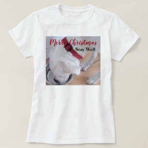 T-shirt Jolie Chien Chien Chien Chien Blanc Boire Eau Roug