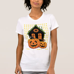 T-shirt Jolie citrouille d'Halloween maison hantée étoile