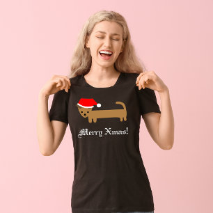 T-shirt Jolie Dachshund Chien Femme Joyeux Noël