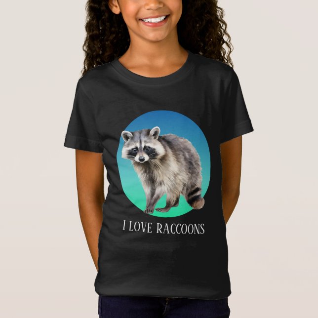 T-Shirt Jolie dame folle raccoon ajouter du texte (Devant)