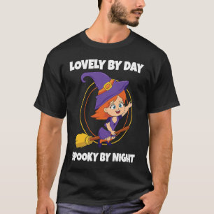 T-shirt Jolie De Jour Éffrayant De Nuit Sorcière Enfant Fi