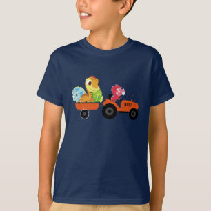 T-shirt Jolie dinosaure tracteur garçon Retour à l'école A