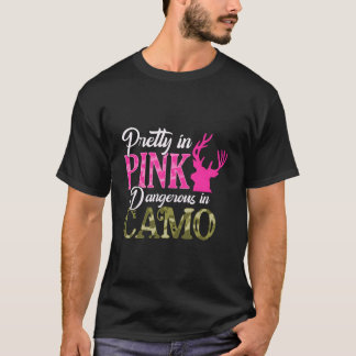 T-shirt Jolie en K, Dangereuse en Camouflage Chasseuse