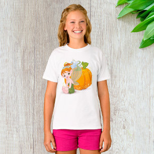T-shirt Jolie fée de jardin d'automne avec citrouille magi