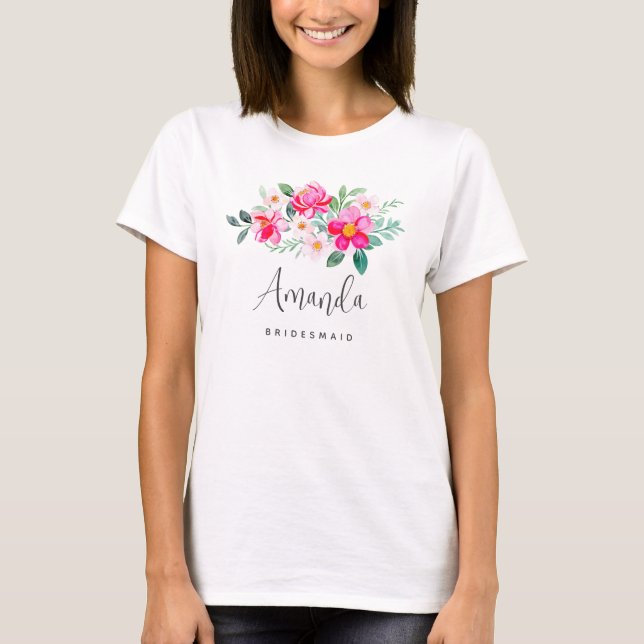 T-shirt Jolie femme de chambre de Bouquet de fleurs roses (Devant)