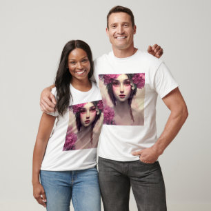 T-shirt Jolie femme rose florale éthérée