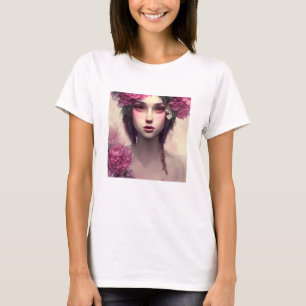 T-shirt Jolie femme rose florale éthérée