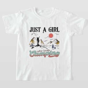 T-shirt Jolie fille aime simplement le camping mot art