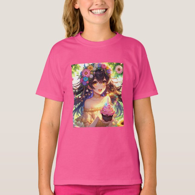 T-shirt Jolie fille Anime Anniversaire (Devant)