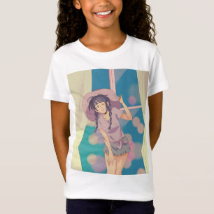T-Shirt Jolie Fille Anime Esthétique - Manga Grap Pastel D