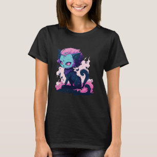 T-shirt Jolie fille au chat démoniaque