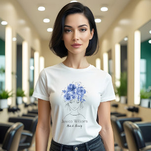 T-shirt Jolie fille bleu aquarelle rose-Floral
