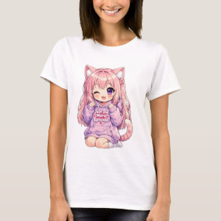 T-shirt Jolie Fille Chibi d'Anime - Alimenté par l'Anime e