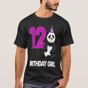 T-shirt Jolie fille d'anniversaire 12 Panda Drôle Ours Tee