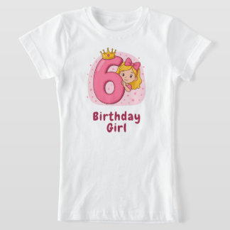 T-Shirt Jolie fille d'anniversaire avec la Couronne et num