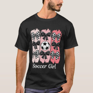 T-shirt Jolie Fille de Football Coquette Nœud Fille de Foo