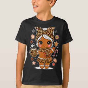T-shirt Jolie fille en pain d'épice au léopard et noeud co