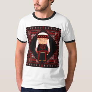 T-shirt jolie fille palestinienne Broderie tatreez rouge  