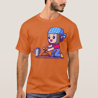T-shirt Jolie fille plantant des cultures