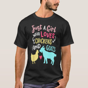 T-shirt Jolie Fille Qui Aime Les Poules Amoureux De Chèvre