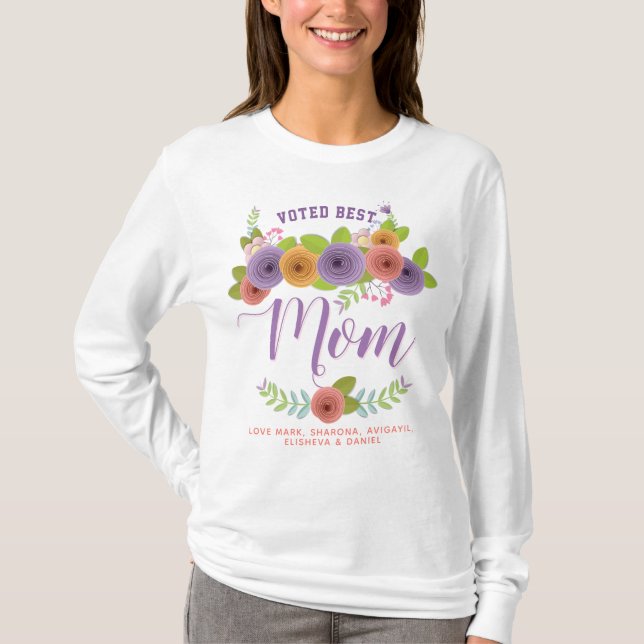 T-shirt Jolie Floral a voté la meilleure fête des mères (Devant)