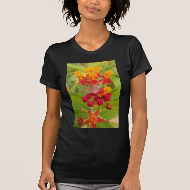 T-shirt Jolie florale colorée avec Milkweed Art Imprimer (Devant)