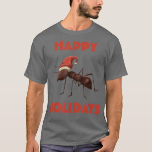 T-shirt Jolie fourmi de Noël avec Santa Hat Joyeuses fêtes