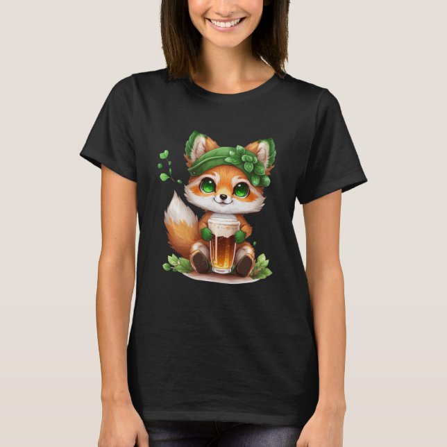 T-shirt Jolie Fox aime Bière St Patrick s Day (Devant)