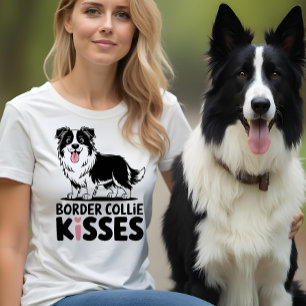 T-shirt Jolie frontière Collie Baisers Maman Chiot Amoureu
