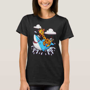 T-shirt Jolie Giraffe équitation requin amusant Amoureux d