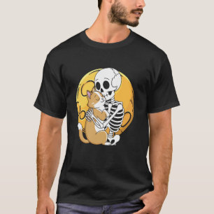 T-shirt Jolie Goth Halloween Squelette Chat Crâne Kitty Fe