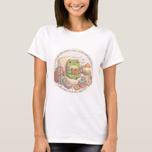 T-shirt Jolie grenouille Cottagecore lisant un livre Champ